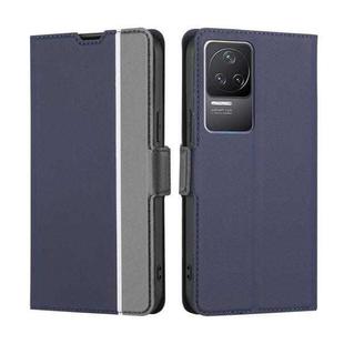 For Xiaomi Redmi K50 / K50 Pro Twill Texture Side Button Leather Phone Case(Blue)