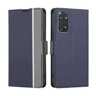 For Xiaomi Redmi Note 11 4G International Twill Texture Side Button Leather Phone Case(Blue)