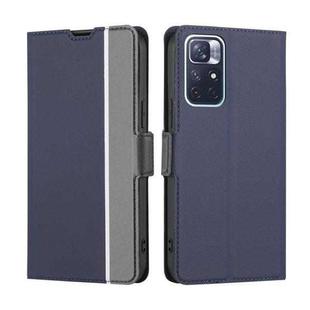 For Xiaomi Redmi Note 11 5G / Poco M4 Pro 5G Twill Texture Side Button Leather Phone Case(Blue)