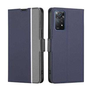 For Xiaomi Redmi Note 11 Pro 5G International Twill Texture Side Button Leather Phone Case(Blue)