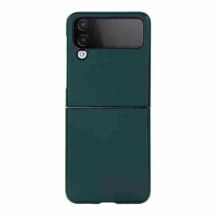 For Samsung Galaxy Z Flip4 Sheep Texture Genuine Leather Phone Case(Green)