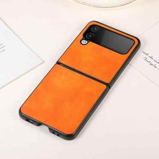 For Samsung Galaxy Z Flip4 Two-color Litchi Texture Phone Case(Orange)