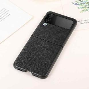 For Samsung Galaxy Z Flip4 Genuine Leather Lychee Texture Phone Case(Black)