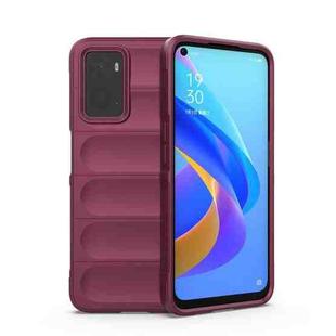 For OPPO A36 4G/A76 4G/Realme 9i Magic Shield TPU + Flannel Phone Case(Wine Red)