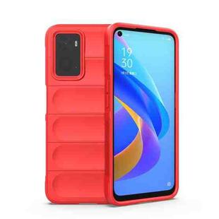 For OPPO A36 4G/A76 4G/Realme 9i Magic Shield TPU + Flannel Phone Case(Red)