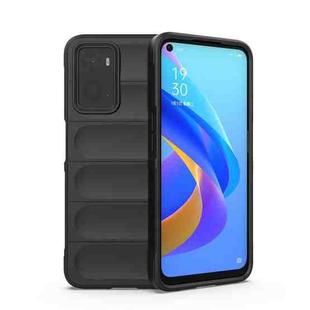 For OPPO A36 4G/A76 4G/Realme 9i Magic Shield TPU + Flannel Phone Case(Black)