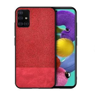 For Galaxy A71 Shockproof Splicing PU + Cloth Texture PC + TPU Protective Case(Red)