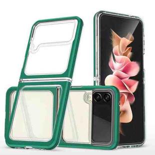 For Samsung Galaxy Z Flip4 Clear Acrylic+PC+TPU Shockproof Phone Case(Dark Green)