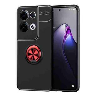 For OPPO Reno8 5G Metal Ring Holder 360 Degree Rotating TPU Phone Case(Black+Red)