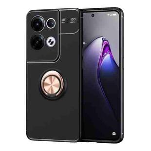 For OPPO Reno8 Pro Metal Ring Holder 360 Degree Rotating TPU Phone Case(Black+Rose Gold)