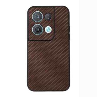 For OPPO Reno8 Carbon Fiber Texture Shockproof Protective Phone Case(Brown)