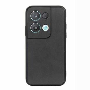 For OPPO Reno8 Accurate Hole Two-color Calf Texture PU Phone Case(Black)