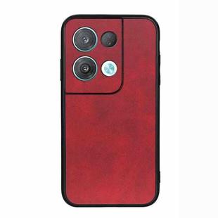 For OPPO Reno8 Accurate Hole Two-color Calf Texture PU Phone Case(Red)
