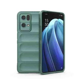 For OPPO Reno7 Pro 5G Magic Shield TPU + Flannel Phone Case(Dark Green)