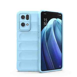For OPPO Reno7 Pro 5G Magic Shield TPU + Flannel Phone Case(Light Blue)