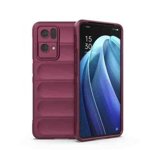 For OPPO Reno7 Pro 5G Magic Shield TPU + Flannel Phone Case(Wine Red)