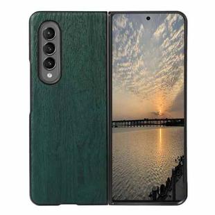 For Samsung Galaxy Z Fold4 Wood Texture PU Phone Case(Green)