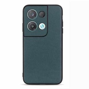 For OPPO Reno8 Accurate Hole Lambskin Texture Genuine Leather Phone Case(Green)