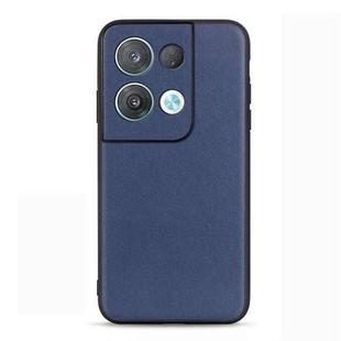 For OPPO Reno8 Pro+ Accurate Hole Lambskin Texture Genuine Leather Phone Case(Blue)