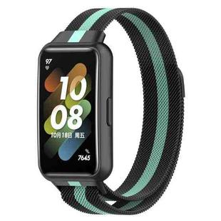 For Huawei Band 7 / 7 NFC Milan Metal Magnetic Watch Band(Black+Mint Green)
