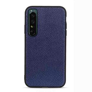 For Sony Xperia 1 IV Litchi Texture Genuine Leather Phone Case(Blue)