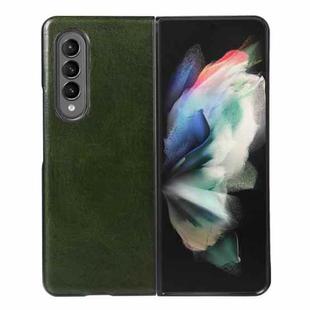 For Samsung Galaxy Z Fold4 Genuine Leather Double Color Crazy Horse Phone Case(Green)