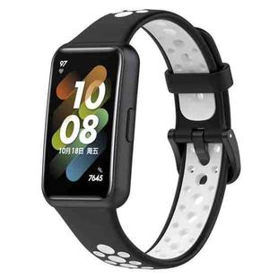 For Huawei Band 7 / 7 NFC Two-color Breathable Silicone Watch Band(Black+White)