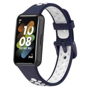 For Huawei Band 7 / 7 NFC Two-color Breathable Silicone Watch Band(Dark Blue+White)