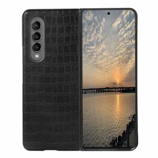 For Samsung Galaxy Z Fold4 Crocodile Texture PU Leather Protective Phone Case(Black)