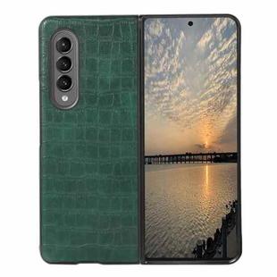 For Samsung Galaxy Z Fold4 Crocodile Texture PU Leather Protective Phone Case(Green)