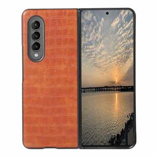 For Samsung Galaxy Z Fold4 Crocodile Texture PU Leather Protective Phone Case(Light Brown)