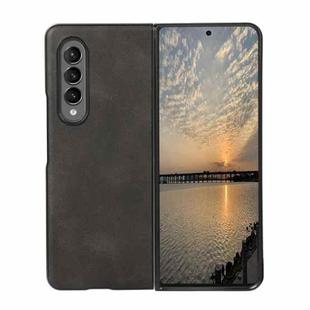 For Samsung Galaxy Z Fold4 Two-color Calf Texture Shockproof Phone Case(Black)