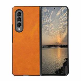 For Samsung Galaxy Z Fold4 Two-color Calf Texture Shockproof Phone Case(Brown)