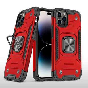 For iPhone 14 Pro Magnetic Armor TPU + PC Ring Holder Phone Case (Red)