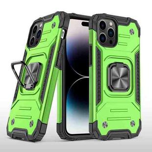For iPhone 14 Pro Magnetic Armor TPU + PC Ring Holder Phone Case (Green)