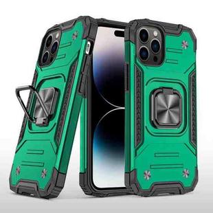 For iPhone 14 Pro Magnetic Armor TPU + PC Ring Holder Phone Case (Dark Green)