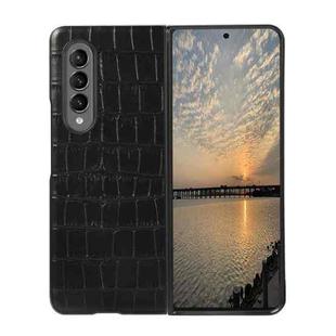 For Samsung Galaxy Z Fold4 Crocodile Texture Genuine Leather Phone Case(Black)