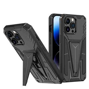 For iPhone 14 Pro Super V Armor PC + TPU Holder Phone Case (Black)