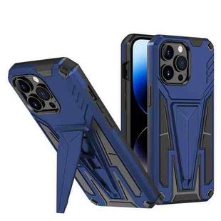 For iPhone 14 Pro Max Super V Armor PC + TPU Holder Phone Case (Blue)