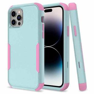 For iPhone 14 Pro Commuter Shockproof TPU + PC Phone Case (Grey Green+Pink)