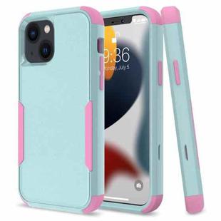 For iPhone 14 Plus Commuter Shockproof TPU + PC Phone Case  (Grey Green+Pink)