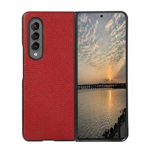 For Samsung Galaxy Z Fold4 Genuine Leather Lychee Texture Phone Case(Red)