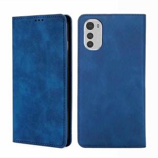 For Motorola Moto E32 4G Skin Feel Magnetic Horizontal Flip Leather Phone Case(Blue)