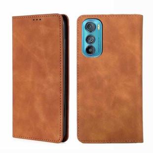 For Motorola Moto Edge 30 Skin Feel Magnetic Horizontal Flip Leather Phone Case(Light Brown)