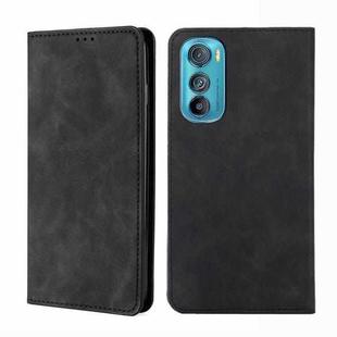 For Motorola Moto Edge 30 Skin Feel Magnetic Horizontal Flip Leather Phone Case(Black)