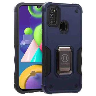 For Samsung Galaxy M21s / M30s Ring Holder Non-slip Shockproof Armor Phone Case(Blue)