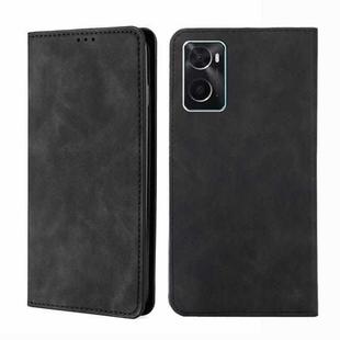 For OPPO A36 4G/A76 4G Global Skin Feel Magnetic Horizontal Flip Leather Phone Case(Black)