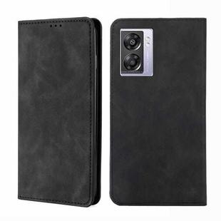 For OPPO A57 5G 2022/Realme Q5i Skin Feel Magnetic Horizontal Flip Leather Phone Case(Black)