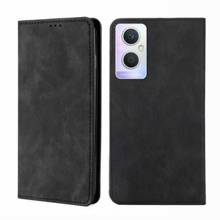 For OPPO A96 5G Skin Feel Magnetic Horizontal Flip Leather Phone Case(Black)