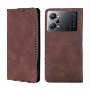 For OPPO K10 Pro 5G Skin Feel Magnetic Horizontal Flip Leather Phone Case(Dark Brown)